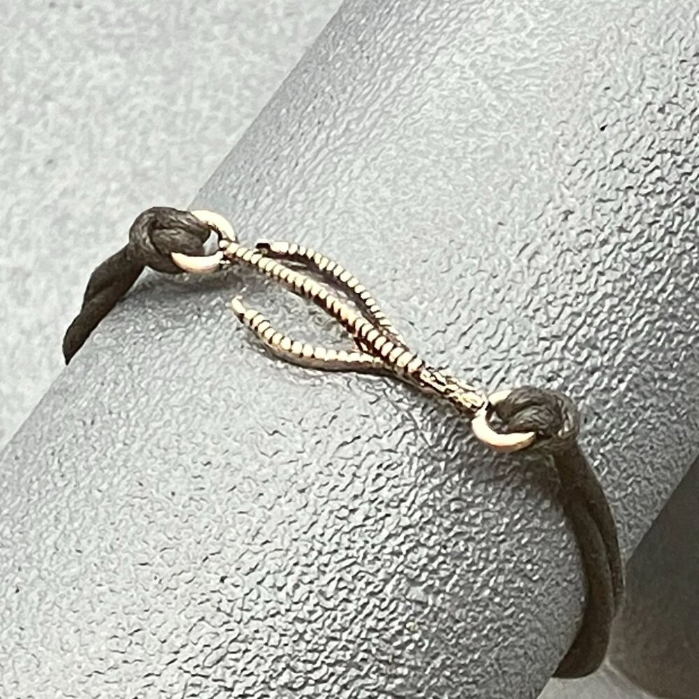 Adjustable Claw Bracelet Adjustable Black Cord Silver Charm Pirate Goth Punk Emo